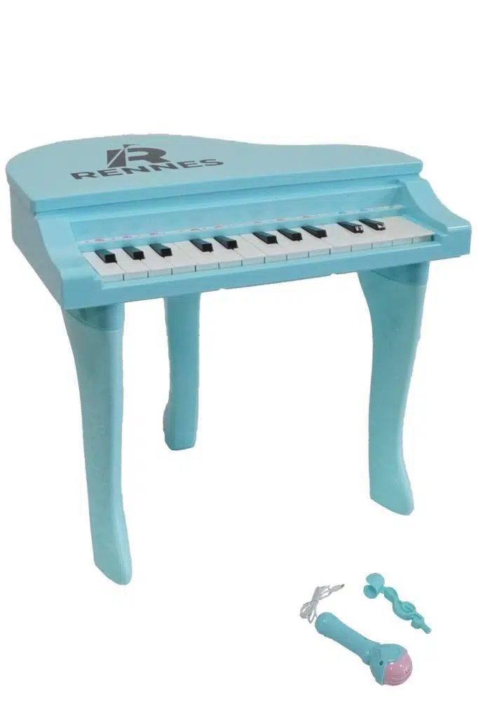 Rennes NP-800BL Akustik Görünümlü 25 Tuşlu Dijital Elektronik Mikrofonlu Çocuk Piyanosu Mavi