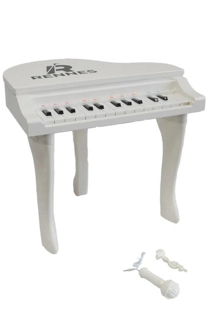 Rennes NP-800WH Akustik Görünümlü 25 Tuşlu Dijital Elektronik Mikrofonlu Çocuk Piyanosu Beyaz