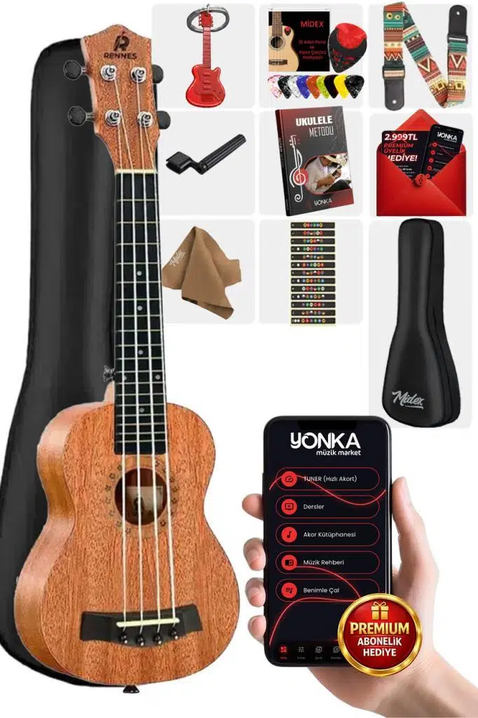 Rennes RD-26 Tenor Ukulele (Çanta Capo Askı Metod Pena) Rennes RD-26 Tenor Ukulele (Çanta Capo Askı Metod Pena)