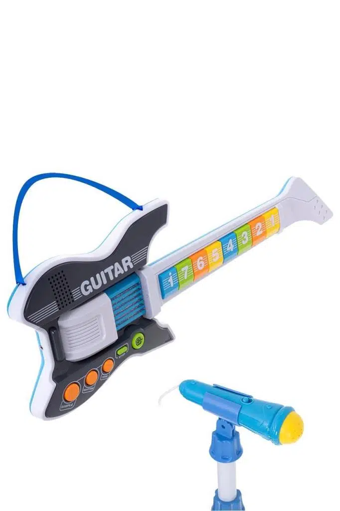 Rennes RG-035BK Mikrofonlu Tuşlu Çocuk Elektro Oyuncak Gitar (Mikrofon Standı ve Askı Dahil)