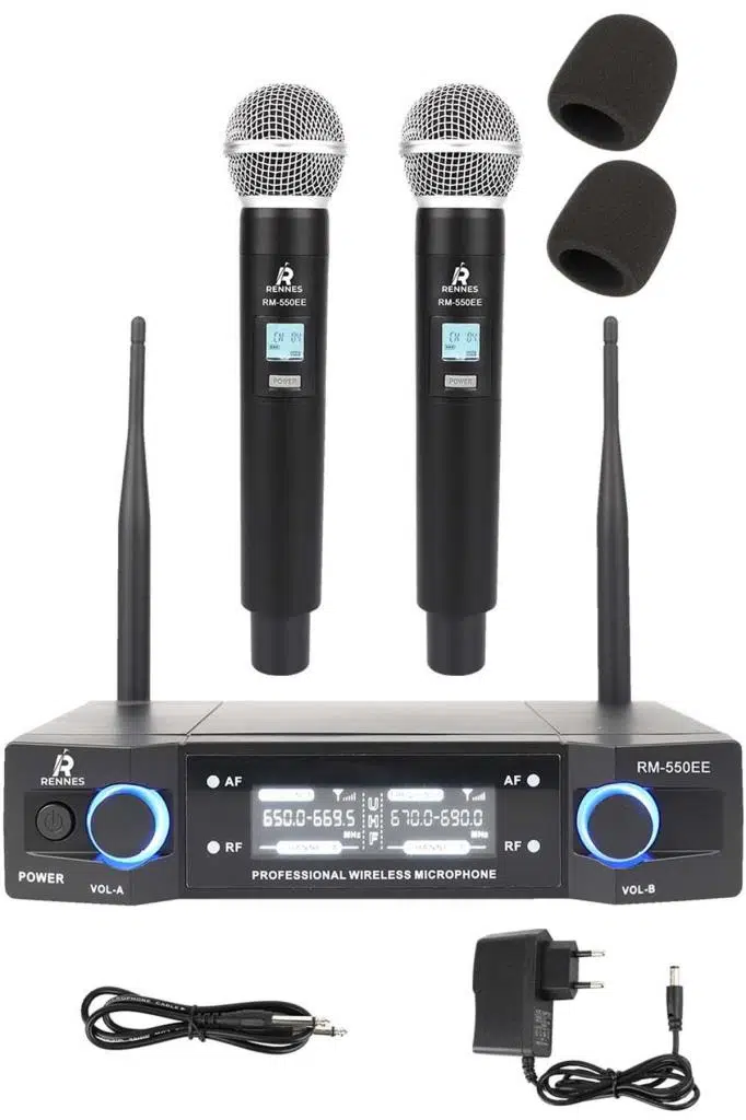 Rennes RM-550EE UHF Çiftli EL Telsiz Kablosuz Mikrofon Seti Rennes RM-550EE UHF Çiftli EL Telsiz Kablosuz Mikrofon Seti