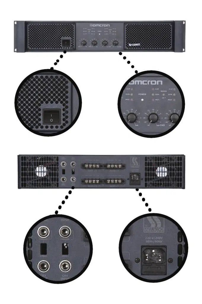 Startech Omcron Q-1200T 4x300W 4 Çıkışlı Hat Trafolu Power Anfi Güç Anfisi Startech Omcron Q-1200T 4x300W 4 Çıkışlı Hat Trafolu Power Anfi Güç Anfisi