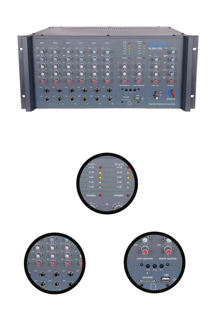 Startech Safir S6-800 USB 2x400W 6 Kanal Stereo Cami Anfisi Power Mixer Startech Safir S6-800 USB 2x400W 6 Kanal Stereo Cami Anfisi Power Mixer