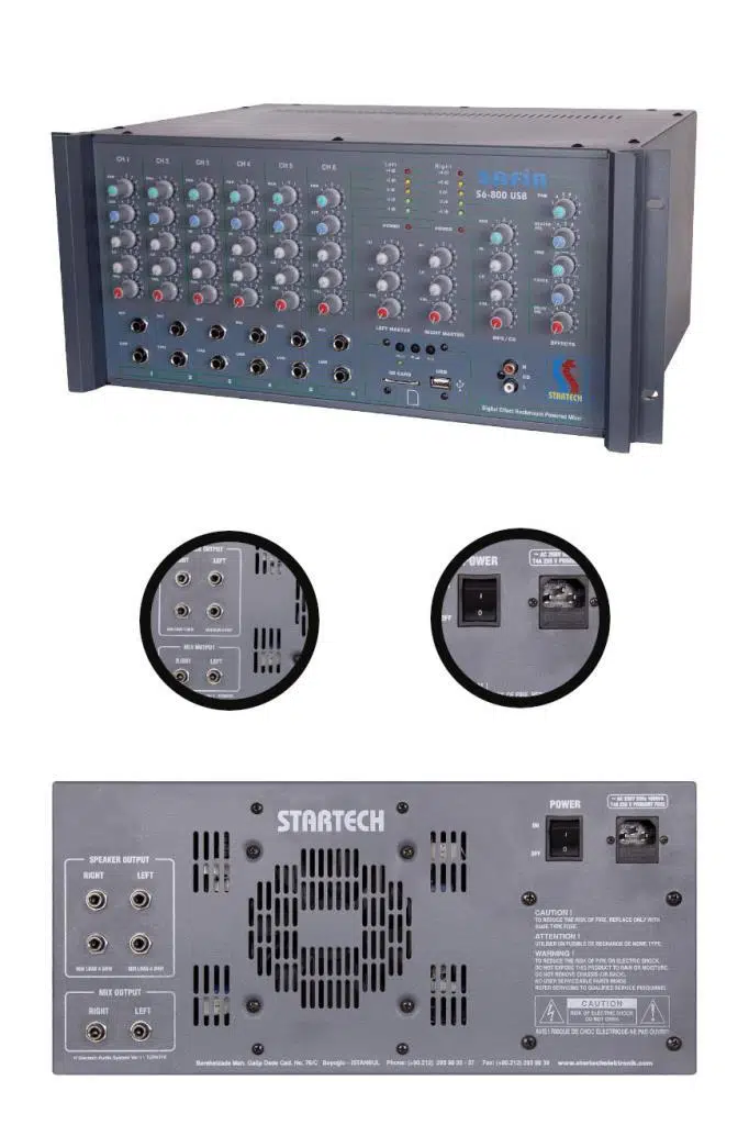 Startech Safir S6-800 USB 2x400W 6 Kanal Stereo Cami Anfisi Power Mixer Startech Safir S6-800 USB 2x400W 6 Kanal Stereo Cami Anfisi Power Mixer