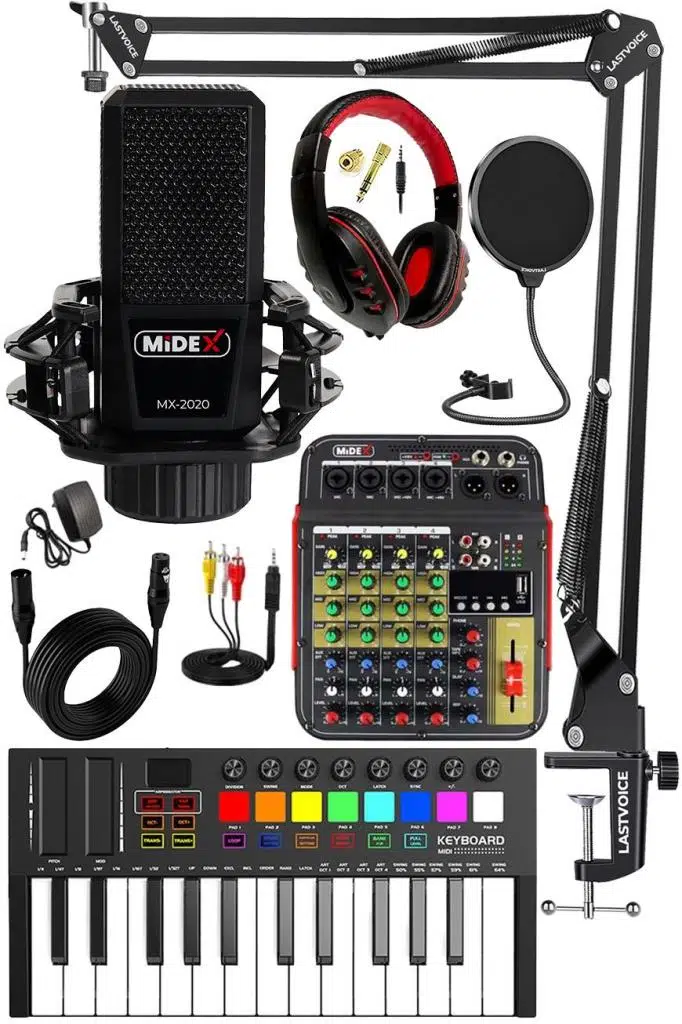 Stüdyo Ekipmanları Midi Live Paket-2 Ses Kartlı Mikser Midi Klavye MX-2020 Mikrofon Kulaklık Stüdyo Ekipmanları Midi Live Paket-2 Ses Kartlı Mikser Midi Klavye MX-2020 Mikrofon Kulaklık