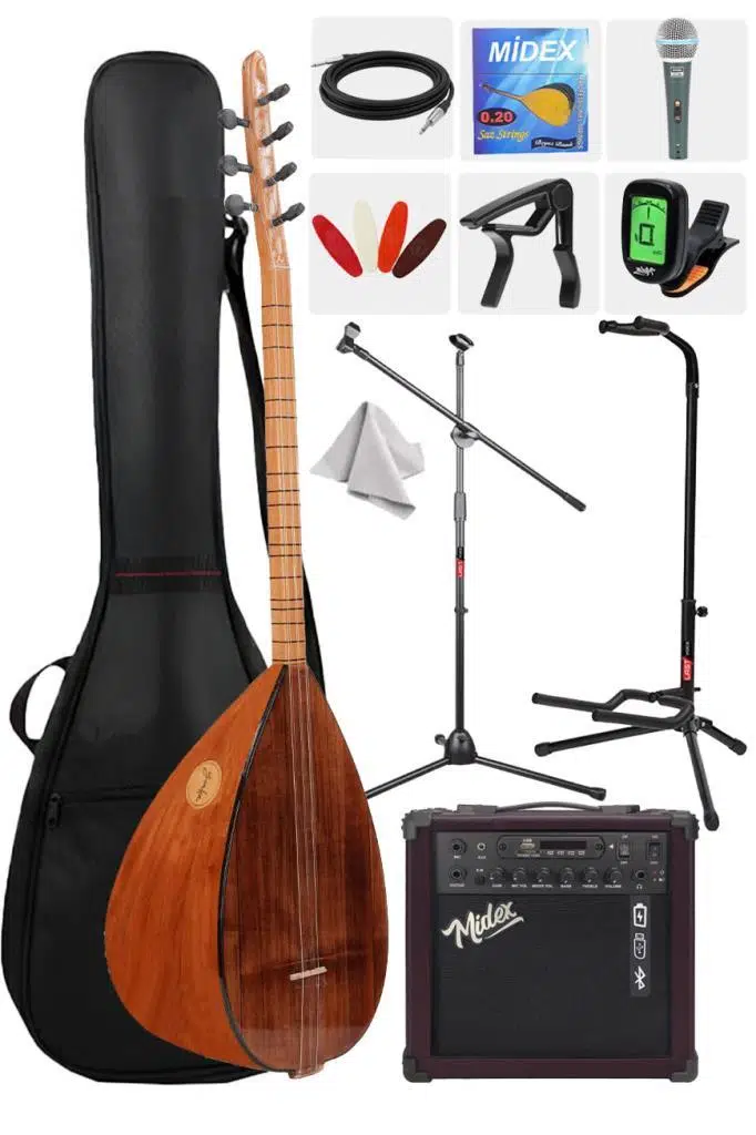 Yonka B-141K-AMP Amfili Kısa Sap Karaağaç Kaliteli Saz Bağlama Seti Yonka B-141K-AMP Amfili Kısa Sap Karaağaç Kaliteli Saz Bağlama Seti