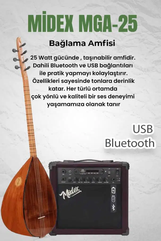 Yonka B-141K-AMP Amfili Kısa Sap Karaağaç Kaliteli Saz Bağlama Seti