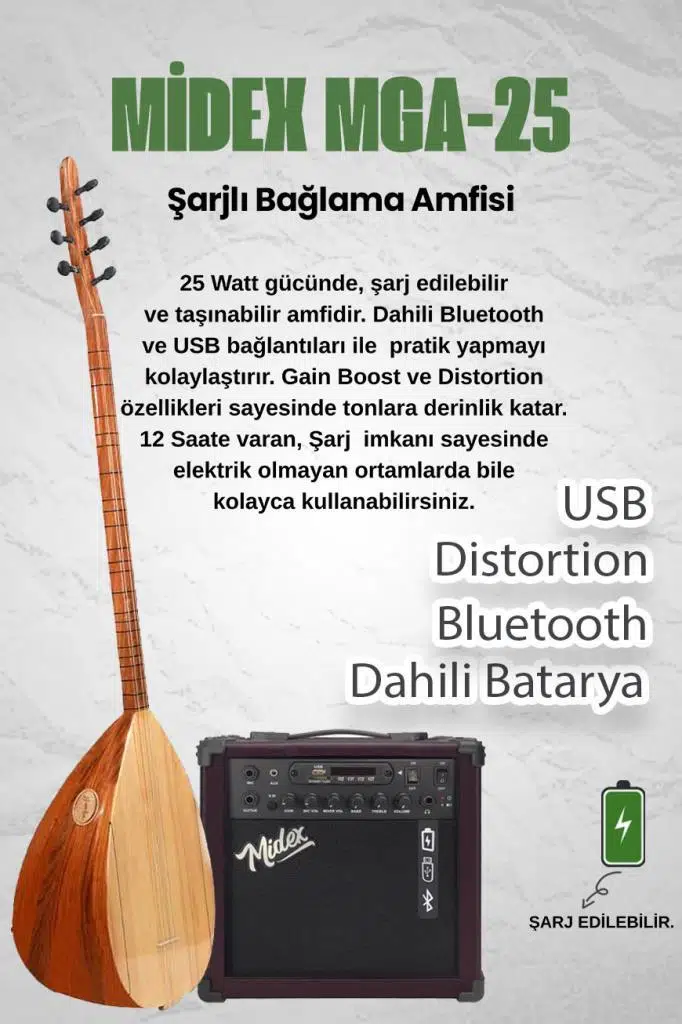 Yonka B-141U-AMP Amfili Uzun Sap Karaağaç Kaliteli Saz Bağlama Seti