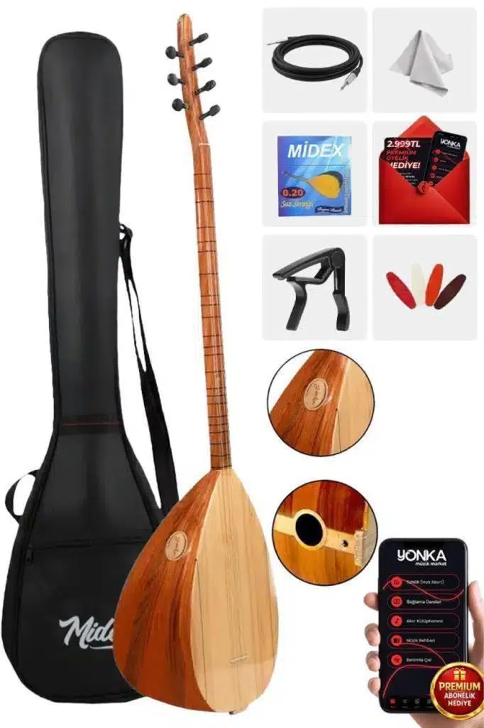 Yonka B-141U Uzun Sap Karaağaç Gövde Kaliteli Gürgen Sap Saz Bağlama Seti