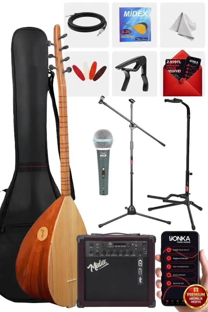 Yonka B-142K-AMP Amfili Kısa Sap Çınar Ağacı Kaliteli Saz Bağlama Seti Yonka B-142K-AMP Amfili Kısa Sap Çınar Ağacı Kaliteli Saz Bağlama Seti