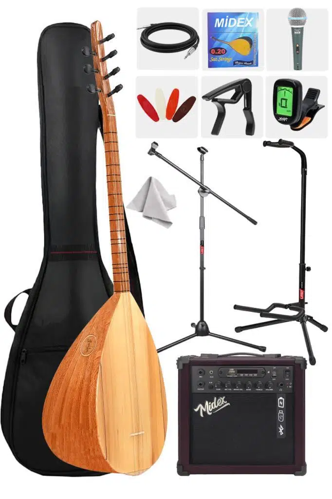 Yonka B-143K-AMP Amfili Kısa Sap Dut Ağacı Kaliteli Saz Bağlama Seti Yonka B-143K-AMP Amfili Kısa Sap Dut Ağacı Kaliteli Saz Bağlama Seti