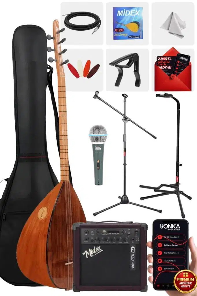 Yonka B-143K-AMP Amfili Kısa Sap Dut Ağacı Kaliteli Saz Bağlama Seti Yonka B-143K-AMP Amfili Kısa Sap Dut Ağacı Kaliteli Saz Bağlama Seti