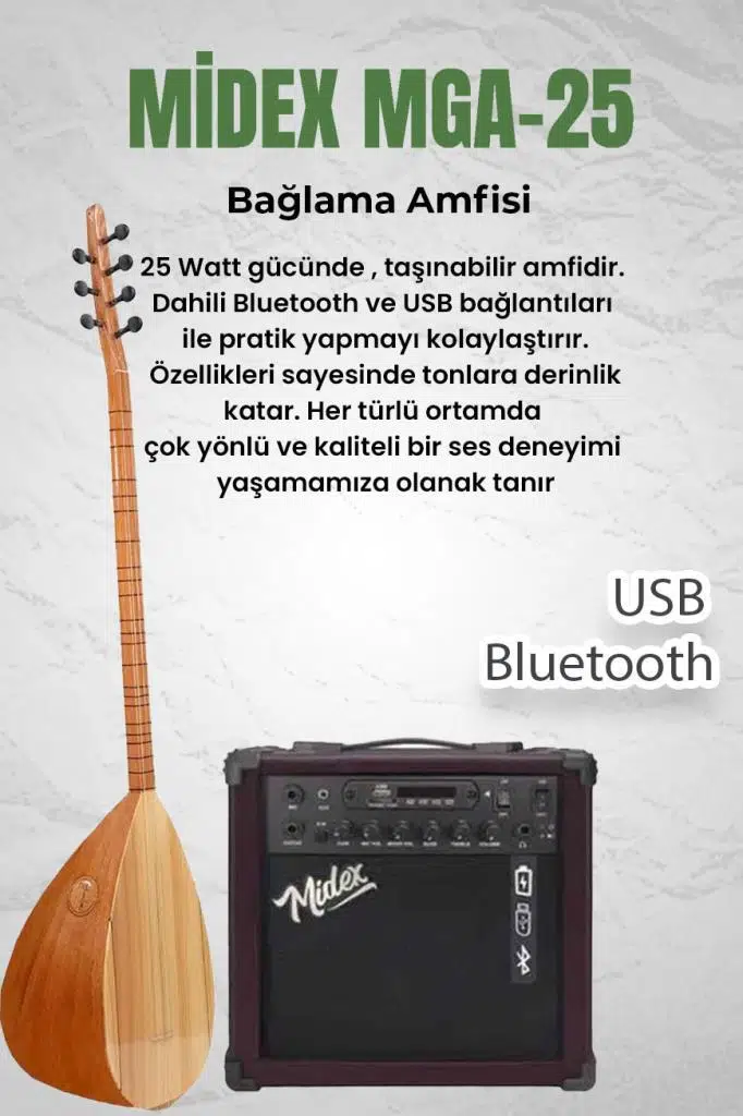 Yonka B-143U-AMP Amfili Uzun Sap Dut Ağacı Kaliteli Saz Bağlama Seti