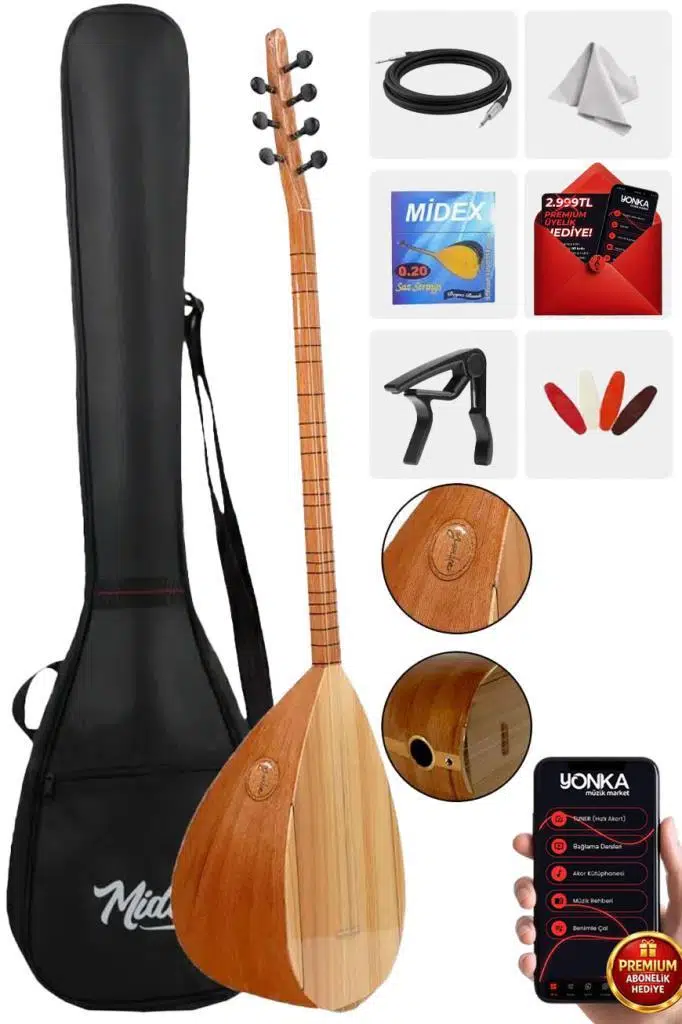 Yonka B-143U Uzun Sap Dut Ağacı Gövde Kaliteli Gürgen Sap Saz Bağlama Seti Yonka B-143U Uzun Sap Dut Ağacı Gövde Kaliteli Gürgen Sap Saz Bağlama Seti