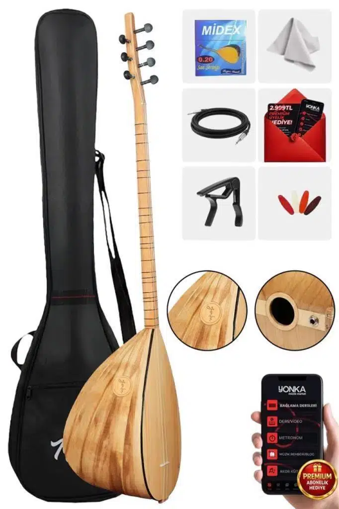 Yonka B-144U Uzun Sap Açık Karaağaç Kaliteli Gürgen Sap Saz Bağlama Seti