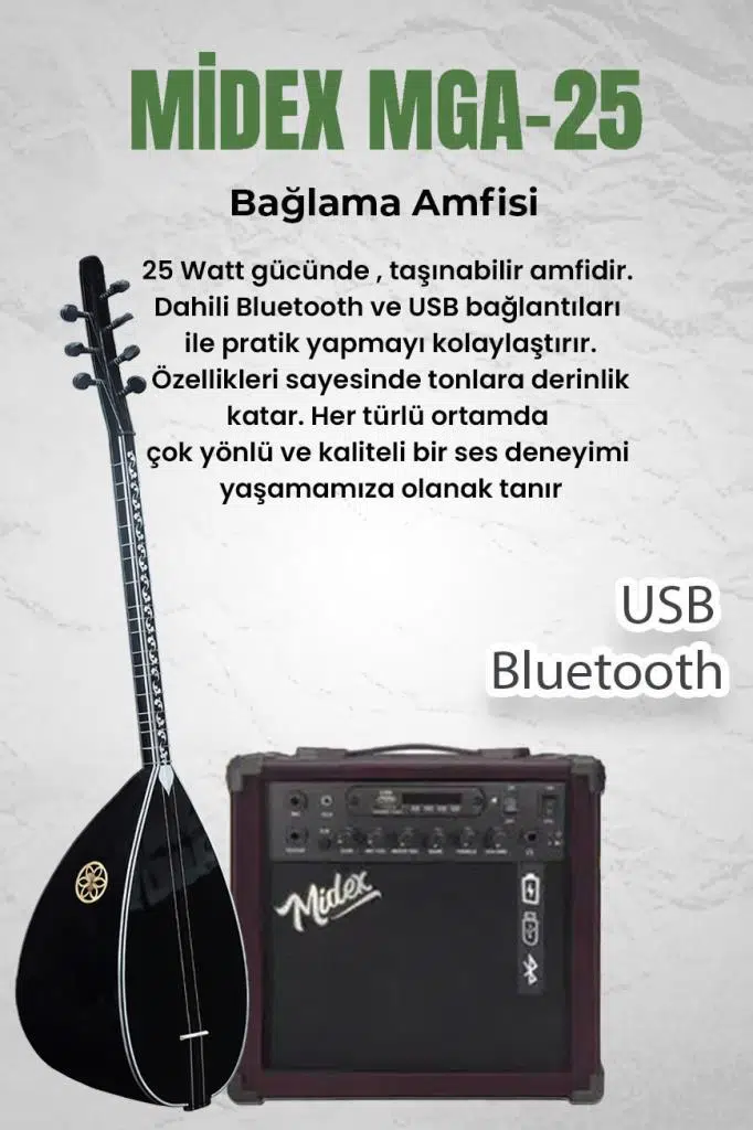 Yonka B-145K-AMP Amfili Kısa Sap Ceviz Ağacı Siyah İnci Kaliteli Saz Bağlama Seti