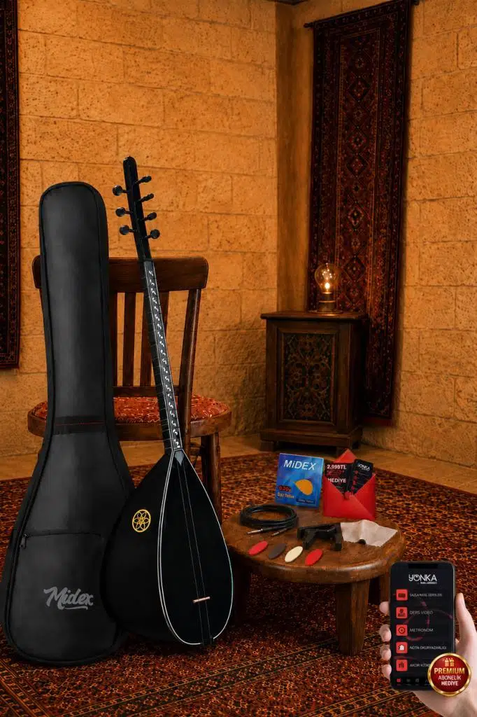 Yonka B-145K Kısa Sap Ceviz Ağacı Siyah İnci Kaliteli Gürgen Sap Saz Bağlama Seti Yonka B-145K Kısa Sap Ceviz Ağacı Siyah İnci Kaliteli Gürgen Sap Saz Bağlama Seti