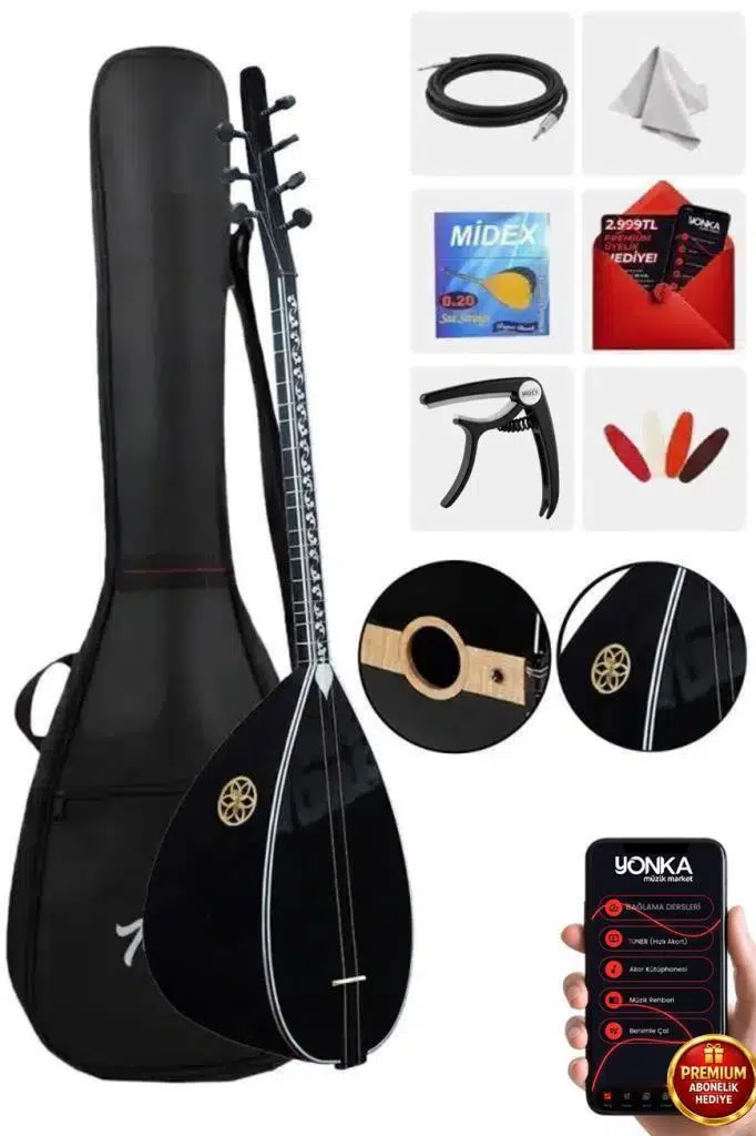 Yonka B-145K Kısa Sap Ceviz Ağacı Siyah İnci Kaliteli Gürgen Sap Saz Bağlama Seti Yonka B-145K Kısa Sap Ceviz Ağacı Siyah İnci Kaliteli Gürgen Sap Saz Bağlama Seti