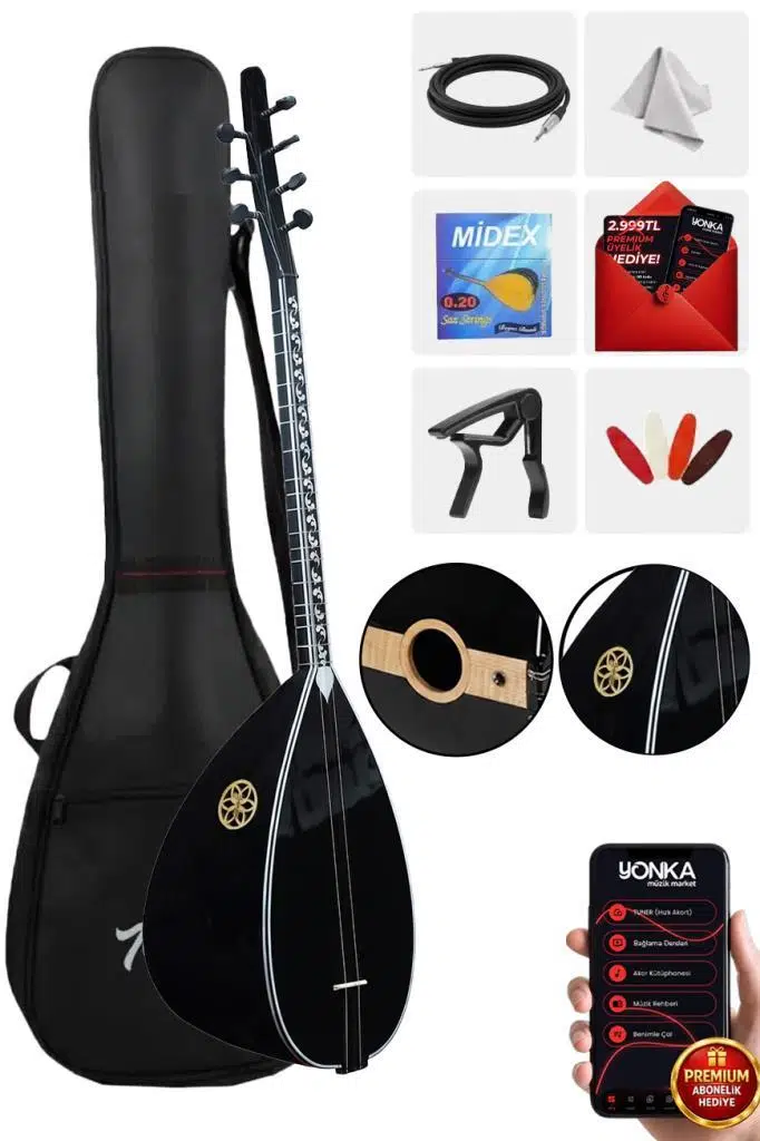 Yonka B-145K Kısa Sap Ceviz Ağacı Siyah Kaliteli Gürgen Sap Saz Bağlama Seti Yonka B-145K Kısa Sap Ceviz Ağacı Siyah Kaliteli Gürgen Sap Saz Bağlama Seti