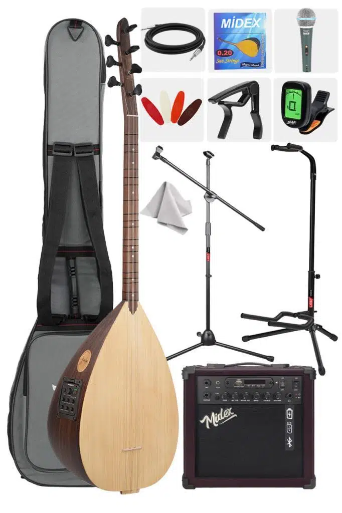 Yonka B-241K-AMP Amfili Kısa Sap Ceviz Ağacı Yüksek Kaliteli Saz Bağlama Seti Yonka B-241K-AMP Amfili Kısa Sap Ceviz Ağacı Yüksek Kaliteli Saz Bağlama Seti