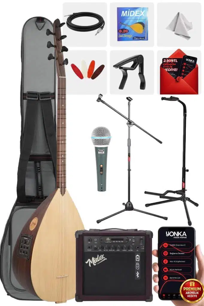 Yonka B-241K-AMP Amfili Kısa Sap Ceviz Ağacı Yüksek Kaliteli Saz Bağlama Seti Yonka B-241K-AMP Amfili Kısa Sap Ceviz Ağacı Yüksek Kaliteli Saz Bağlama Seti