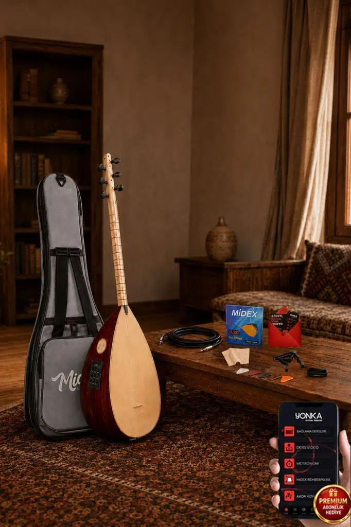 Yonka B-341K Kısa Sap Ardıç Ağacı Sap Gövde Profesyonel Saz Bağlama Seti