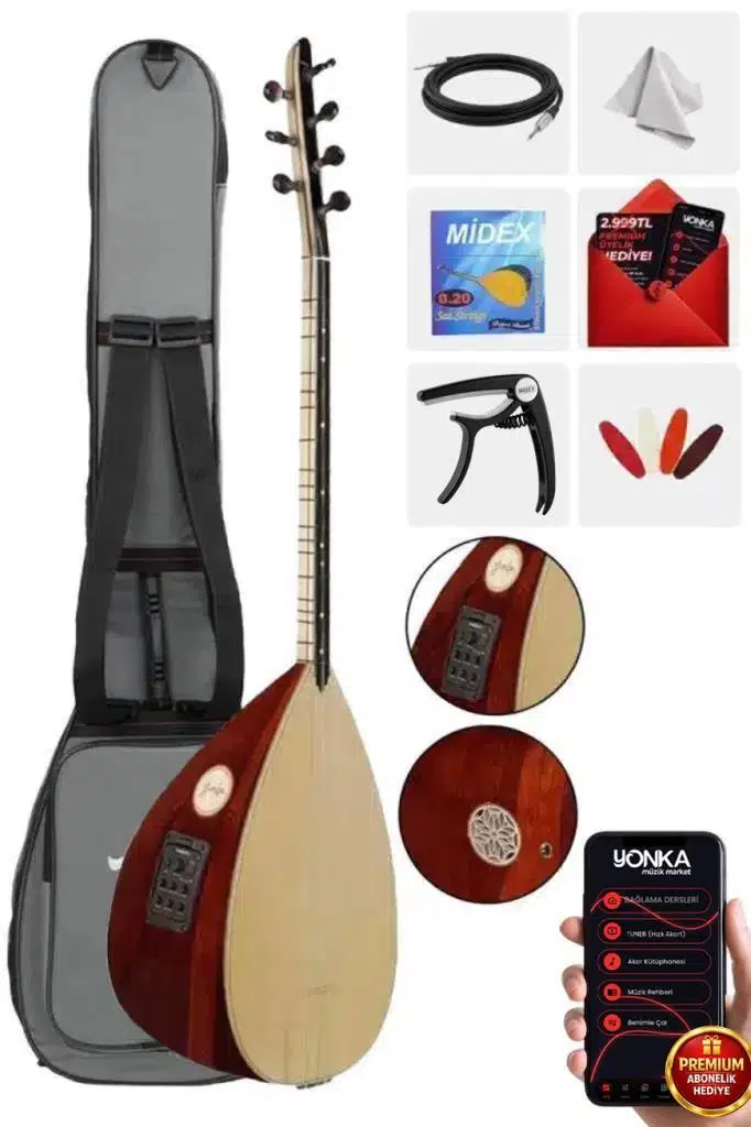 Yonka B-341K Kısa Sap Ardıç Ağacı Sap Gövde Profesyonel Saz Bağlama Seti